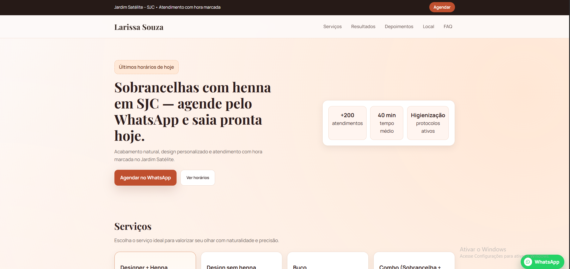 Site Larissa Souza – beleza